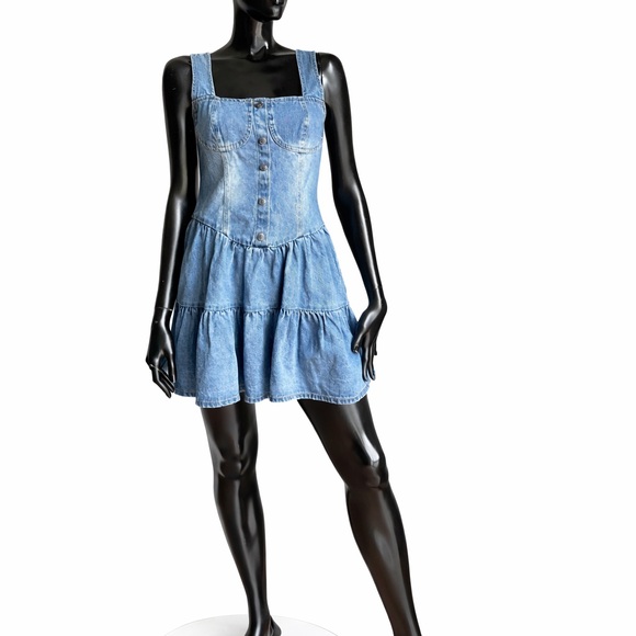 Forever 21 Dresses & Skirts - Forever 21 Denim Mini Dress Button Front Tiered NWT Size [M] Y2K
